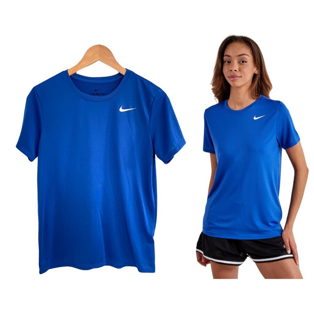 Nike Women Shirt Small Blue Dri-Fit Tee Blue White DX0687-480 Athletic Soccer